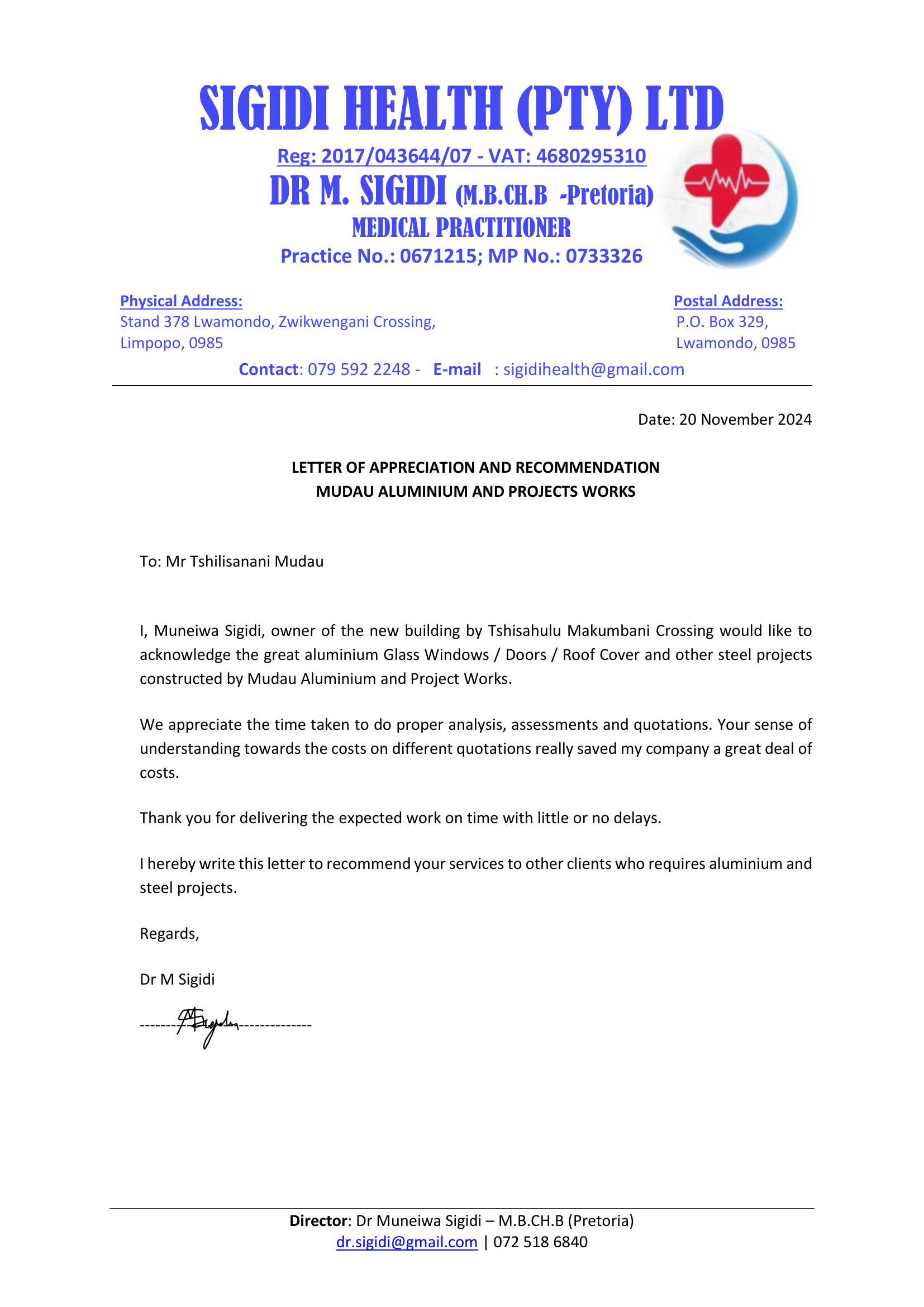 SigidiHealth_Mudau_Letter
